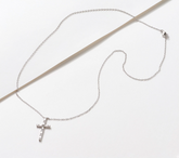 Diamonique x Courtney Khondabi Pave Cross Sterling Silver Necklace